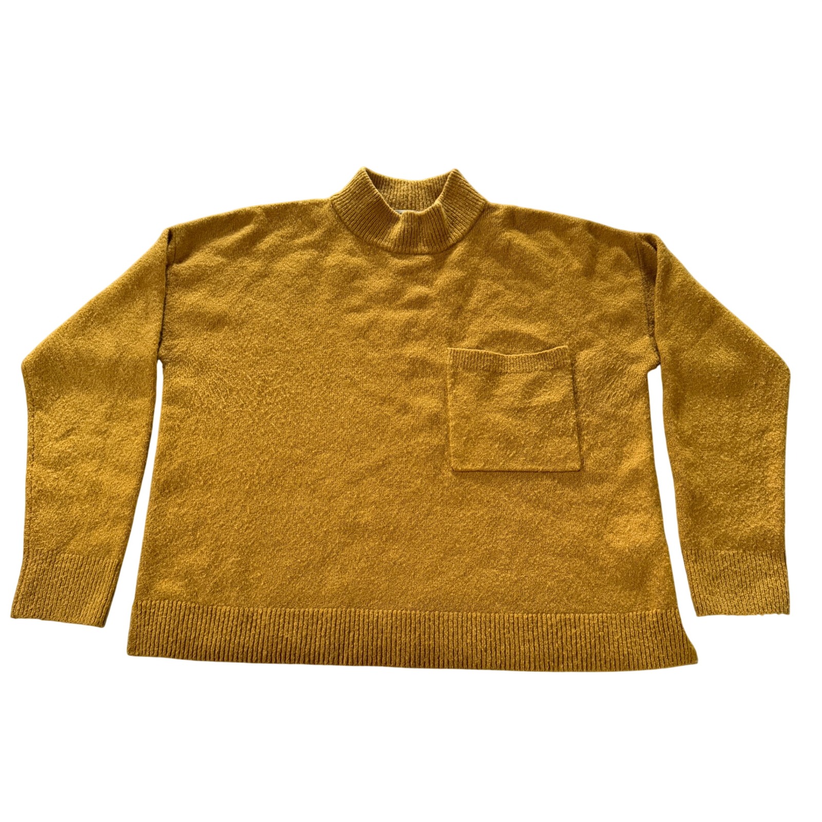 Madewell Redmond Mockneck Pocket Sweater Small Nc690 Mustard Yellow Ho21 Boucle